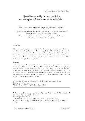 کتاب Quasilinear elliptic inequalities on complete Riemannian manifolds نسخه کامل