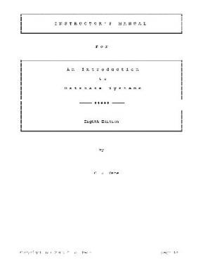 کتاب Instructor’s Manual for an Introduction to Database Systems نسخه کامل